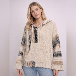 POL Ultra Soft Colorblock Hooded Knit Pullover – Oversized Fit